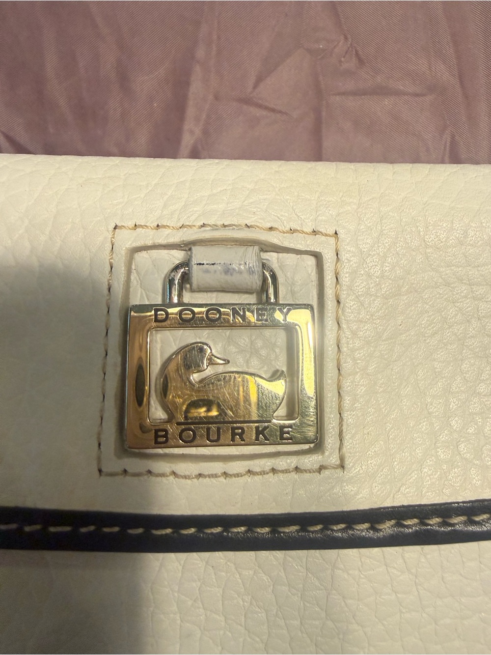 Dooney & Bourke Pebbled Leather Cream Wallet with Black Trim - Picture 3 of 12